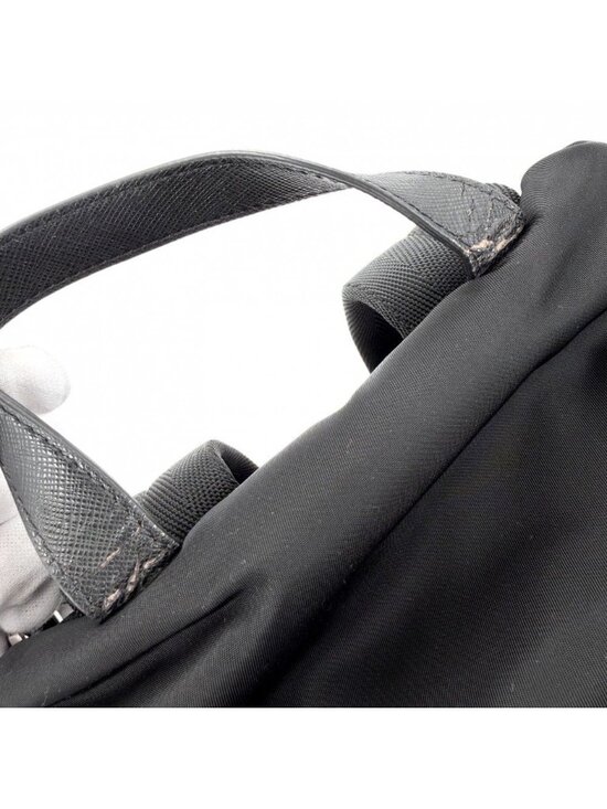 Prada Backpack Triangle Logo Nylon Black Silver main image 4